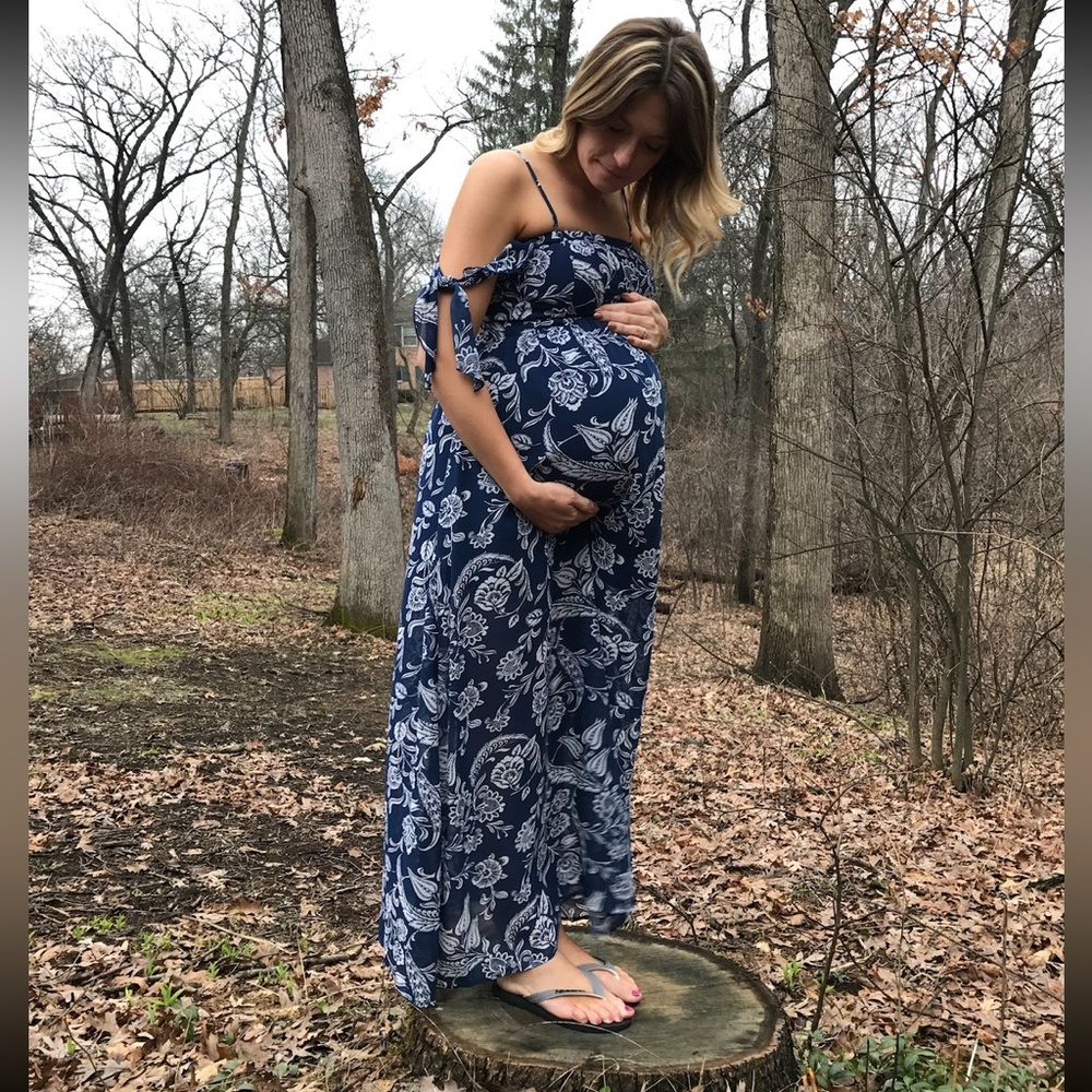 B C N U blue floral maxi dress